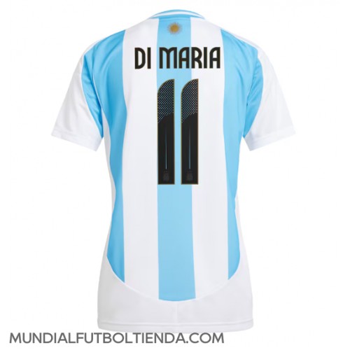 Camiseta Argentina Angel Di Maria #11 Primera Equipación Replica Copa America 2024 para mujer mangas cortas